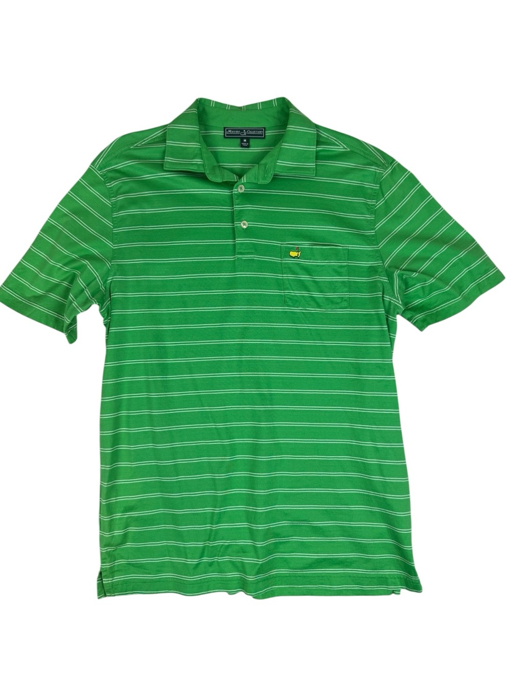 Masters Collection Golf Polo Shirt Green Stripe M Pima Cotton